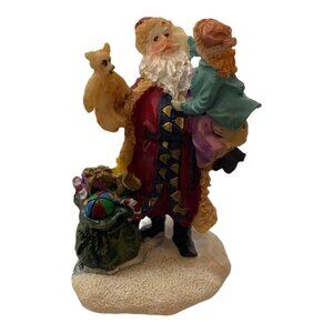 Santa Claus Child Figurine Holiday Decor 2.5in Christmas Village Vintage